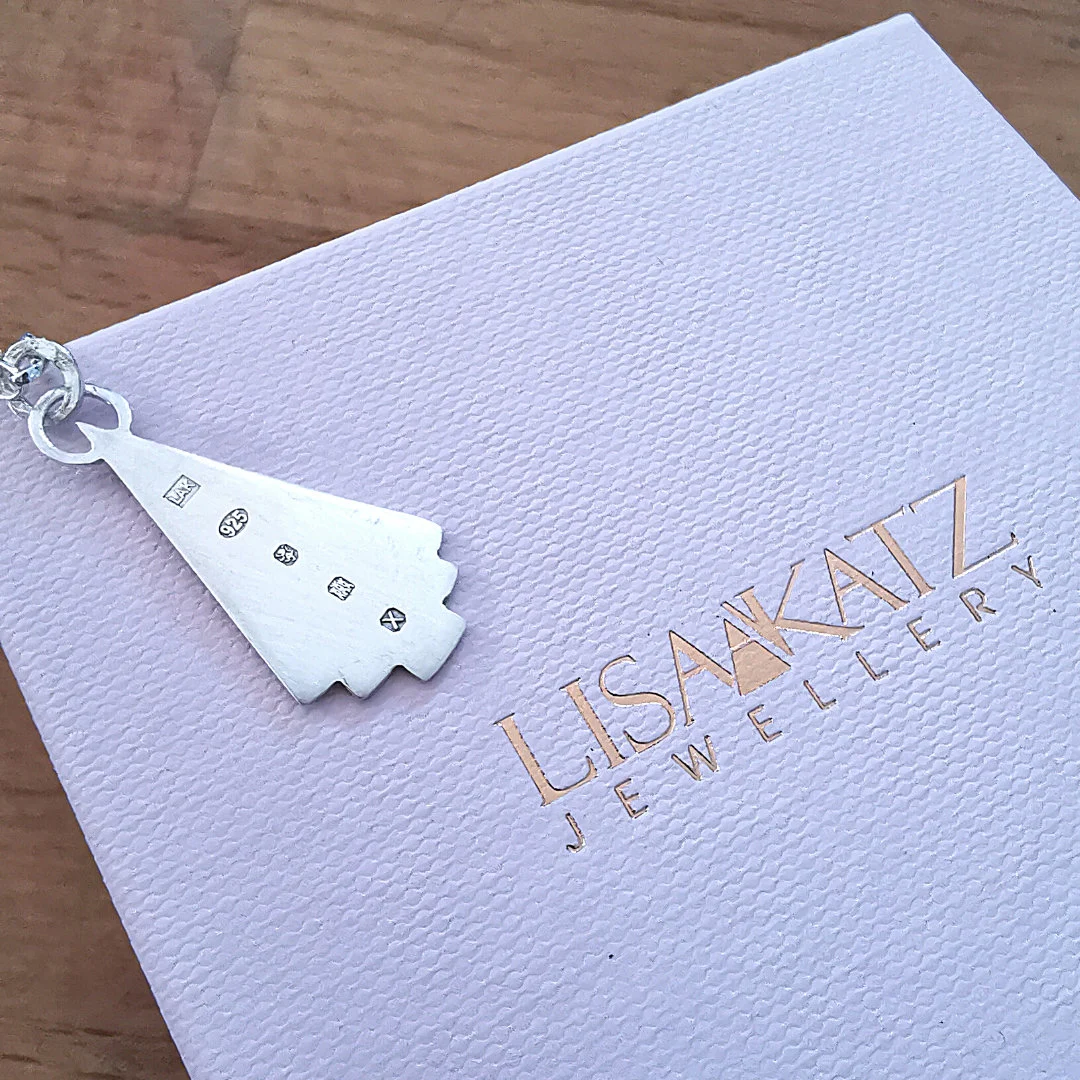 Silver Fan Pendant Necklace | Hallmarked | 18" | Sterling Silver