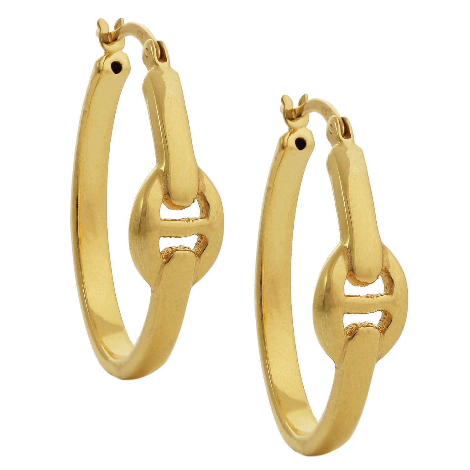 9ct Yellow Gold Plated Electroformed Oval Hoop Earrings