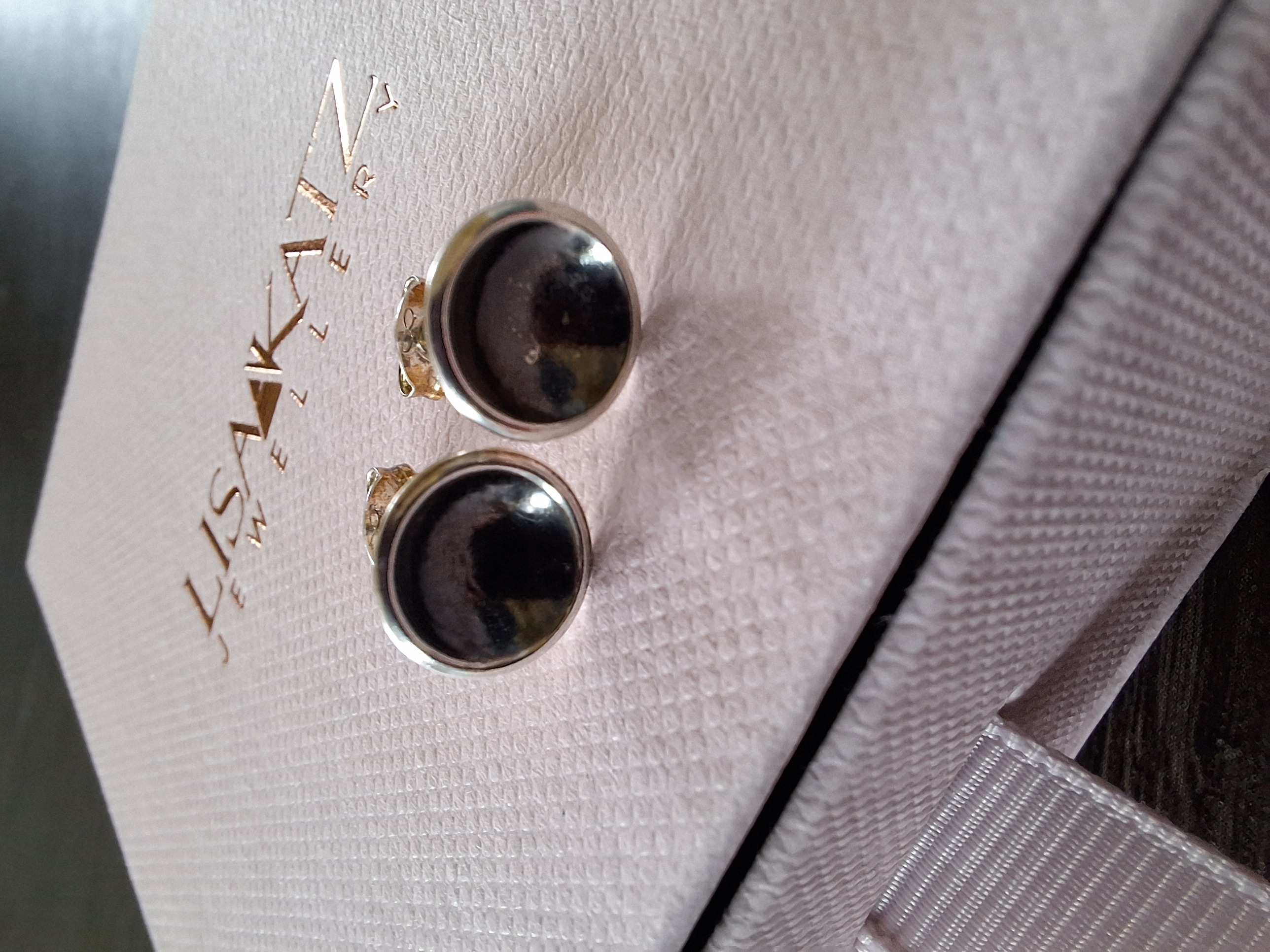 Black Starry Night Stud Earrings | 12mm | Sterling Silver