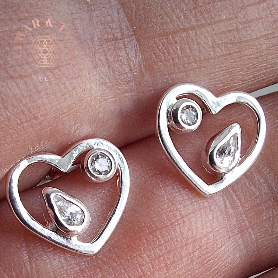 Heart cz earrings 