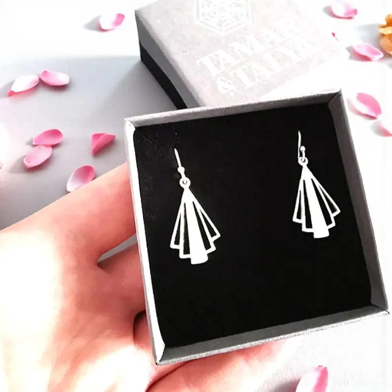 Art Deco Sterling Silver Drop Earrings 