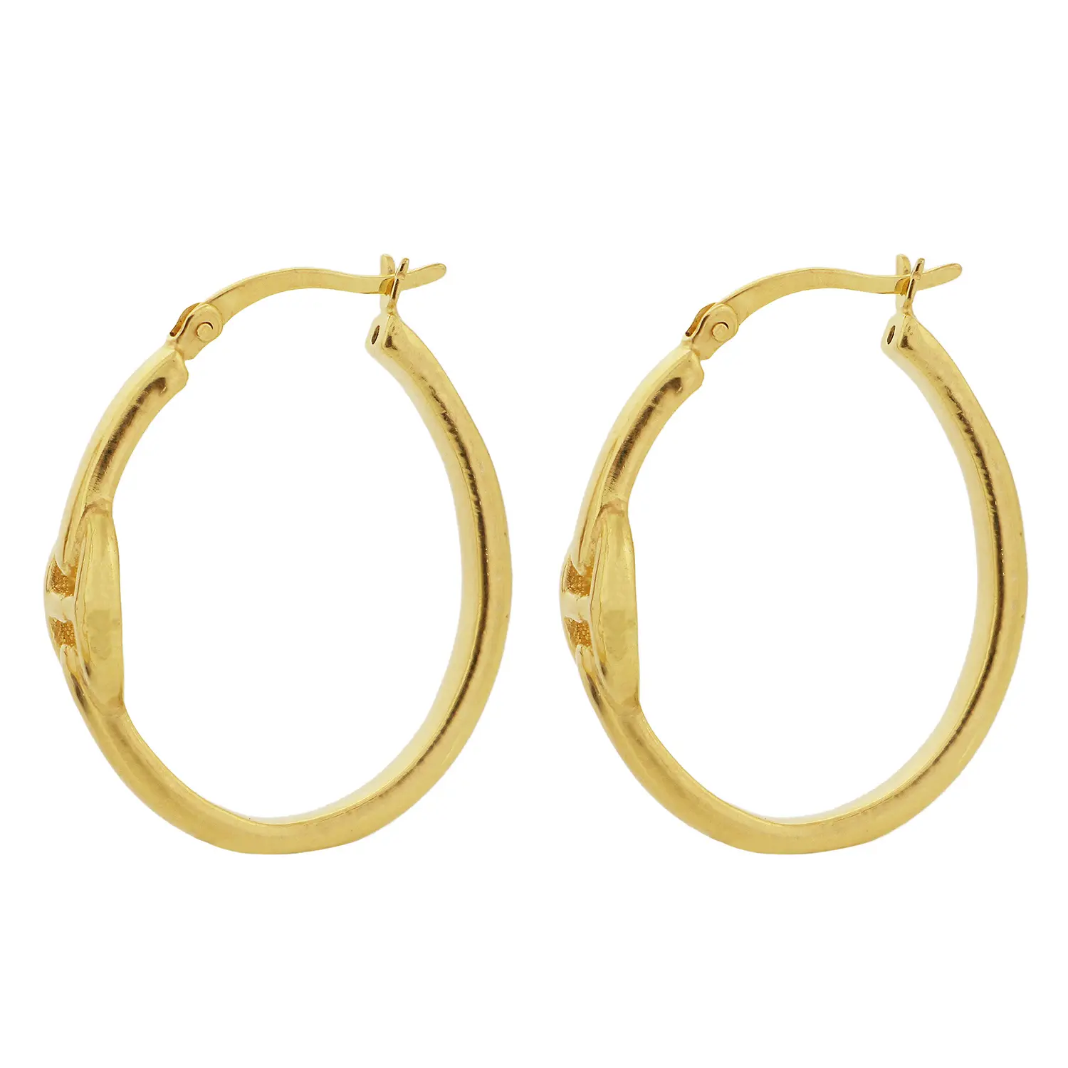 9ct Yellow Gold Plated Electroformed Oval Hoop Earrings