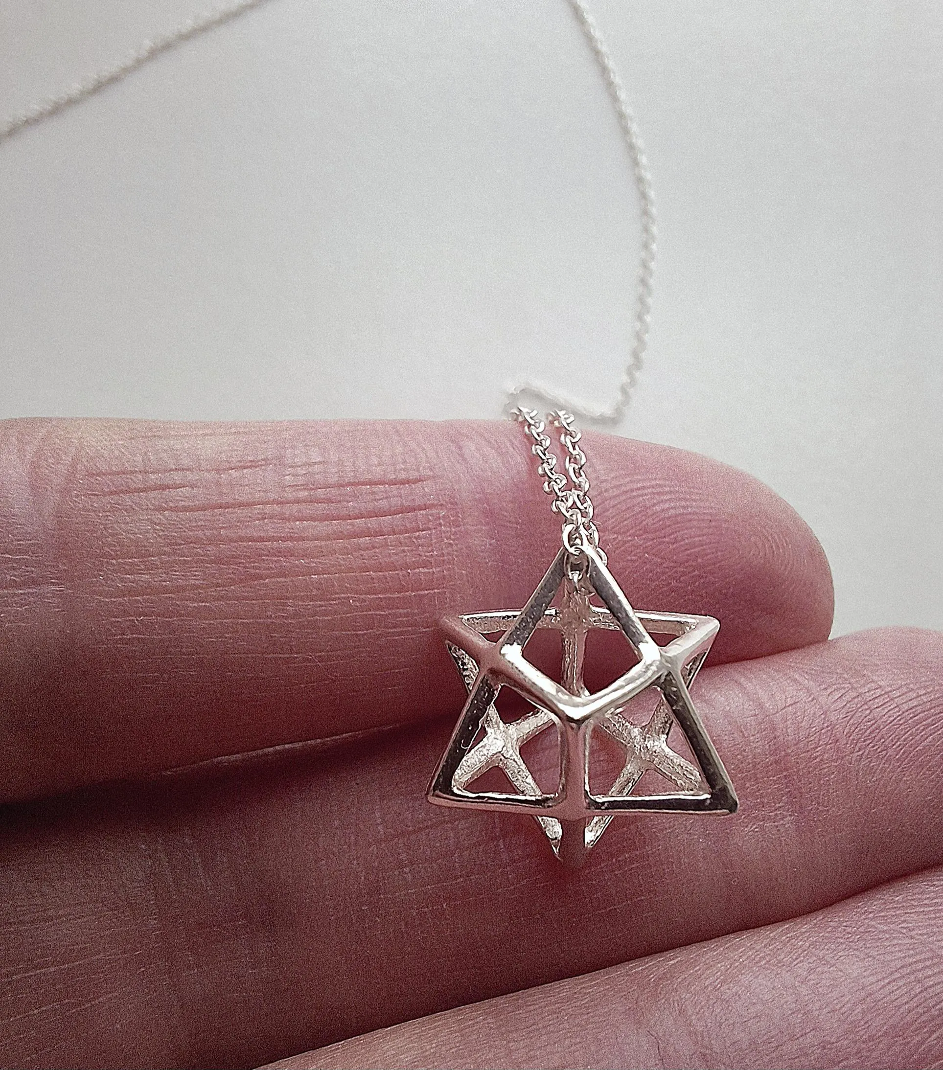 Sterling Silver Merkaba Pendant Necklace