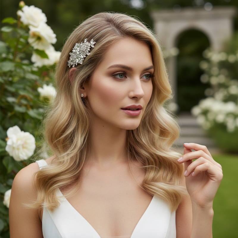  Art Deco Bridal Hair Comb, Great Gatsby Wedding Headpiece - SILVER