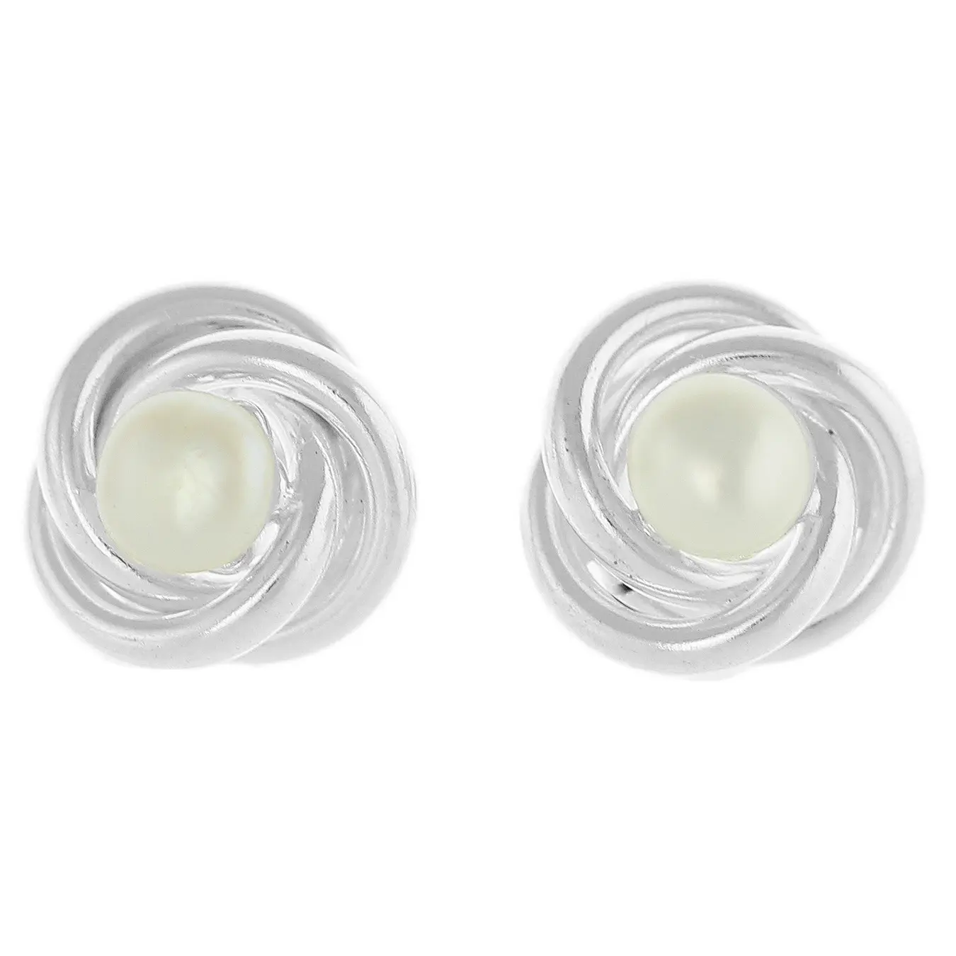 Freshwater Pearl Knot Stud Earrings