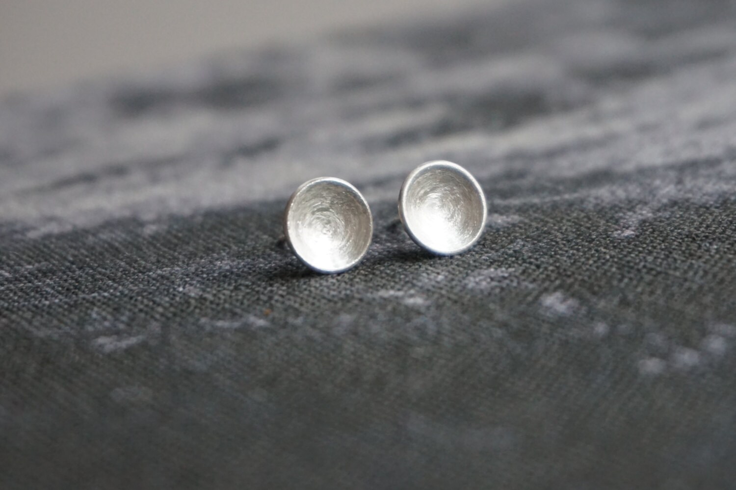 Silvery Night Dome Stud Earrings | 12mm | Sterling Silver