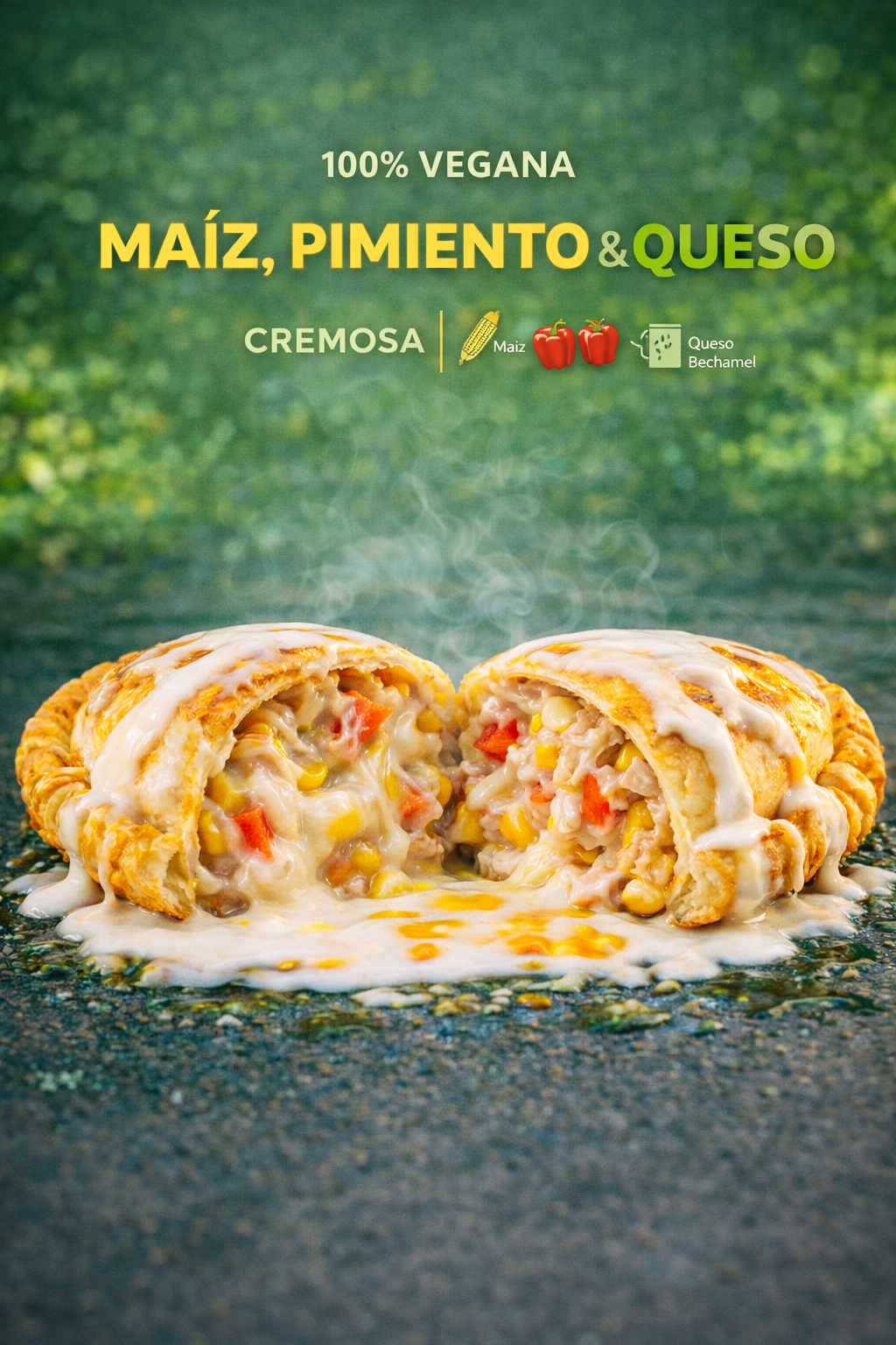 Empanadilla Argentina Vegana de MAÍZ, PIMIENTO y QUESO