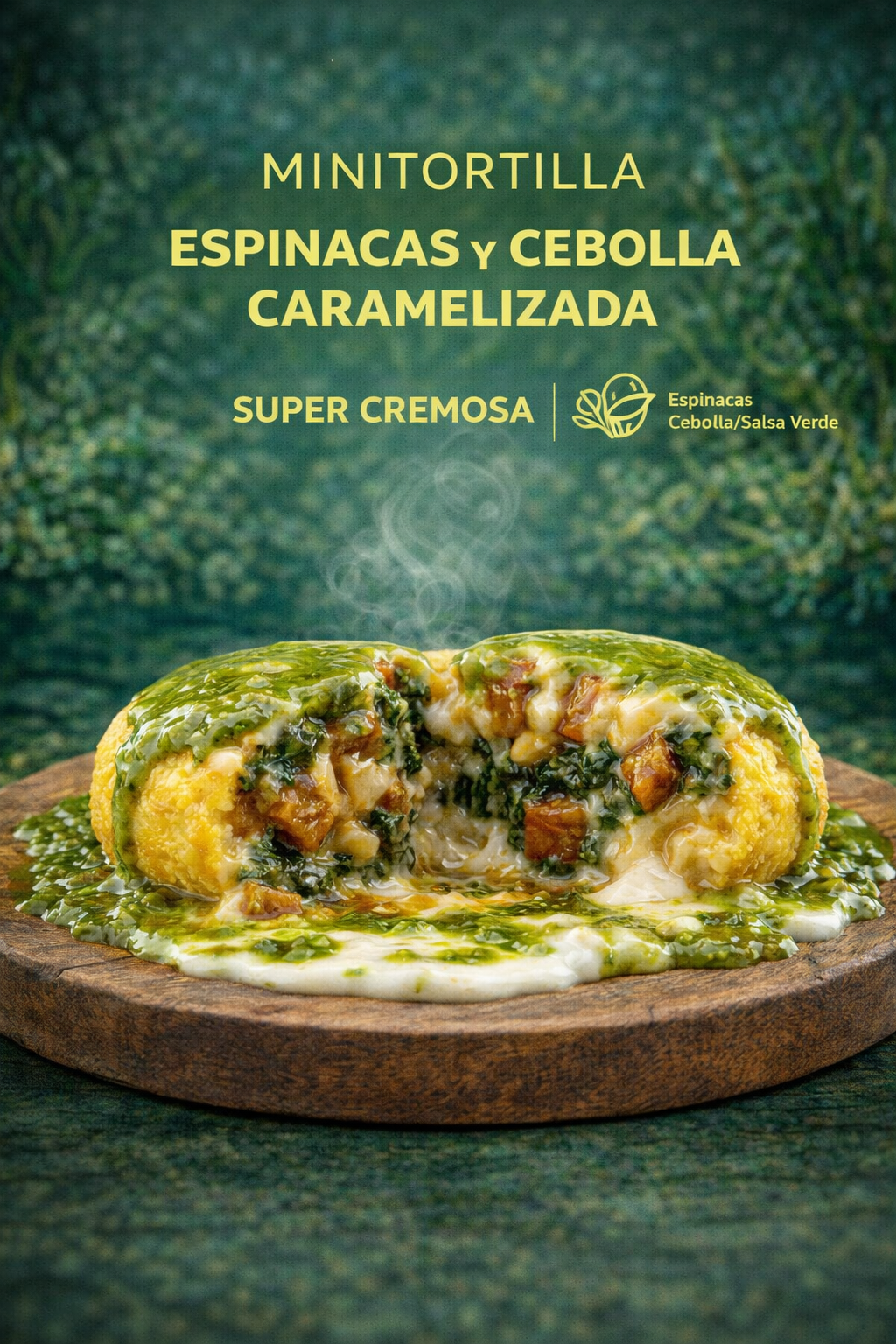 Minitortilla de ESPINACAS y CEBOLLA CARAMELIZADA