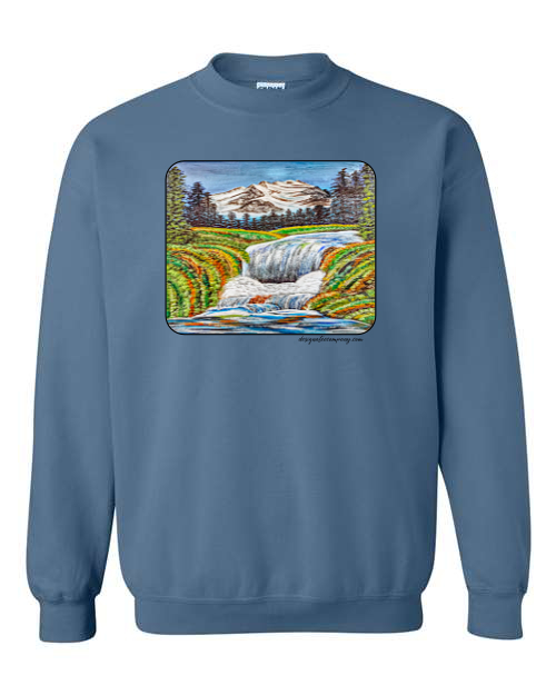 Yellow Sweatshirt with Mountain Landscape Print