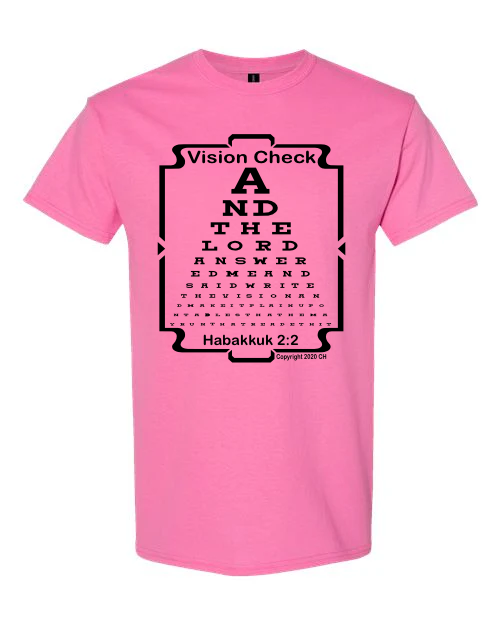 Apparel Spiritual t-shirt, Eye chart graphic tee, Print, Vision Check Habakkuk 2:2 Scripture KJV