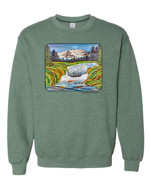 Yellow Sweatshirt with Mountain Landscape Print