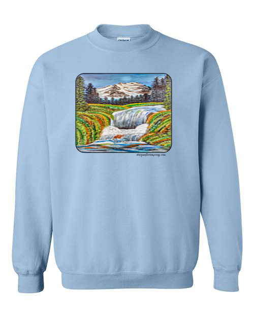 Yellow Sweatshirt with Mountain Landscape Print