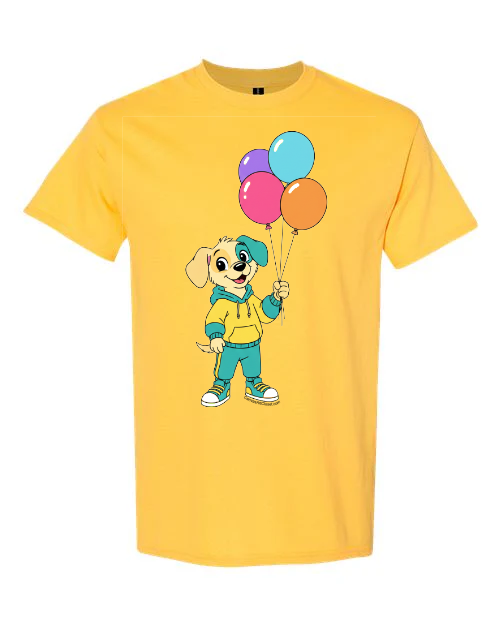 Cartoon Dog Balloon Tee, Puppy celebration balloons,