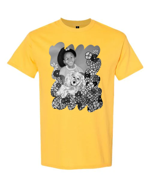 A Girl and Her Dog Art on Apparel Pet T-Shirt