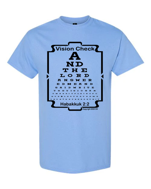 Apparel Spiritual t-shirt, Eye chart graphic tee, Print, Vision Check Habakkuk 2:2 Scripture KJV