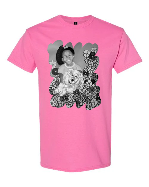 A Girl and Her Dog Art on Apparel Pet T-Shirt