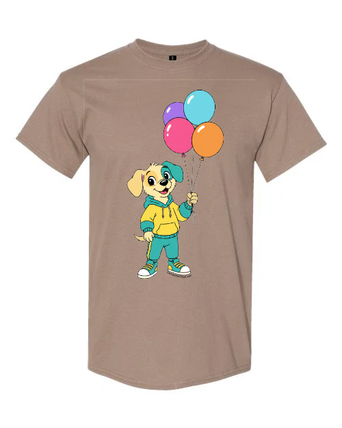 Cartoon Dog Balloon Tee, Puppy celebration balloons,
