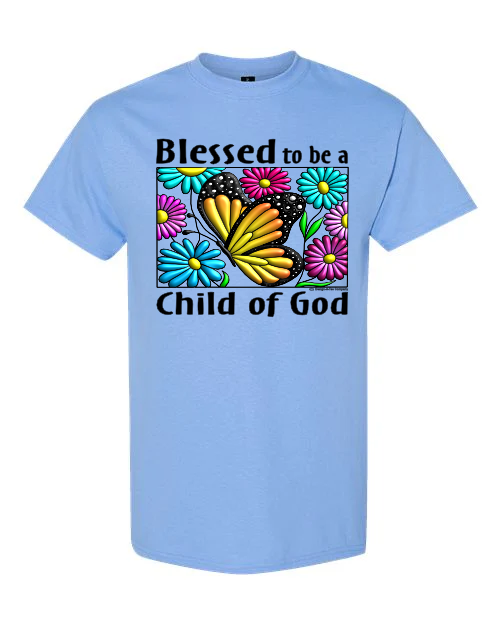 Inspirational tee with butterfly and floral design