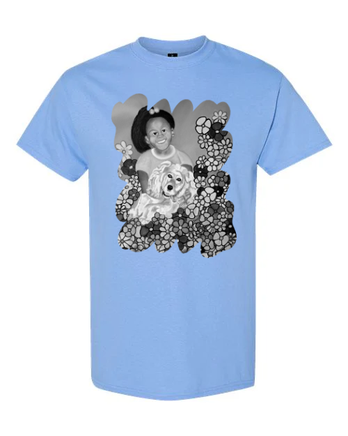 A Girl and Her Dog Art on Apparel Pet T-Shirt