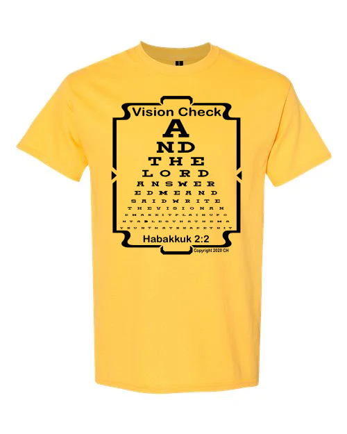 Apparel Spiritual t-shirt, Eye chart graphic tee, Print, Vision Check Habakkuk 2:2 Scripture KJV