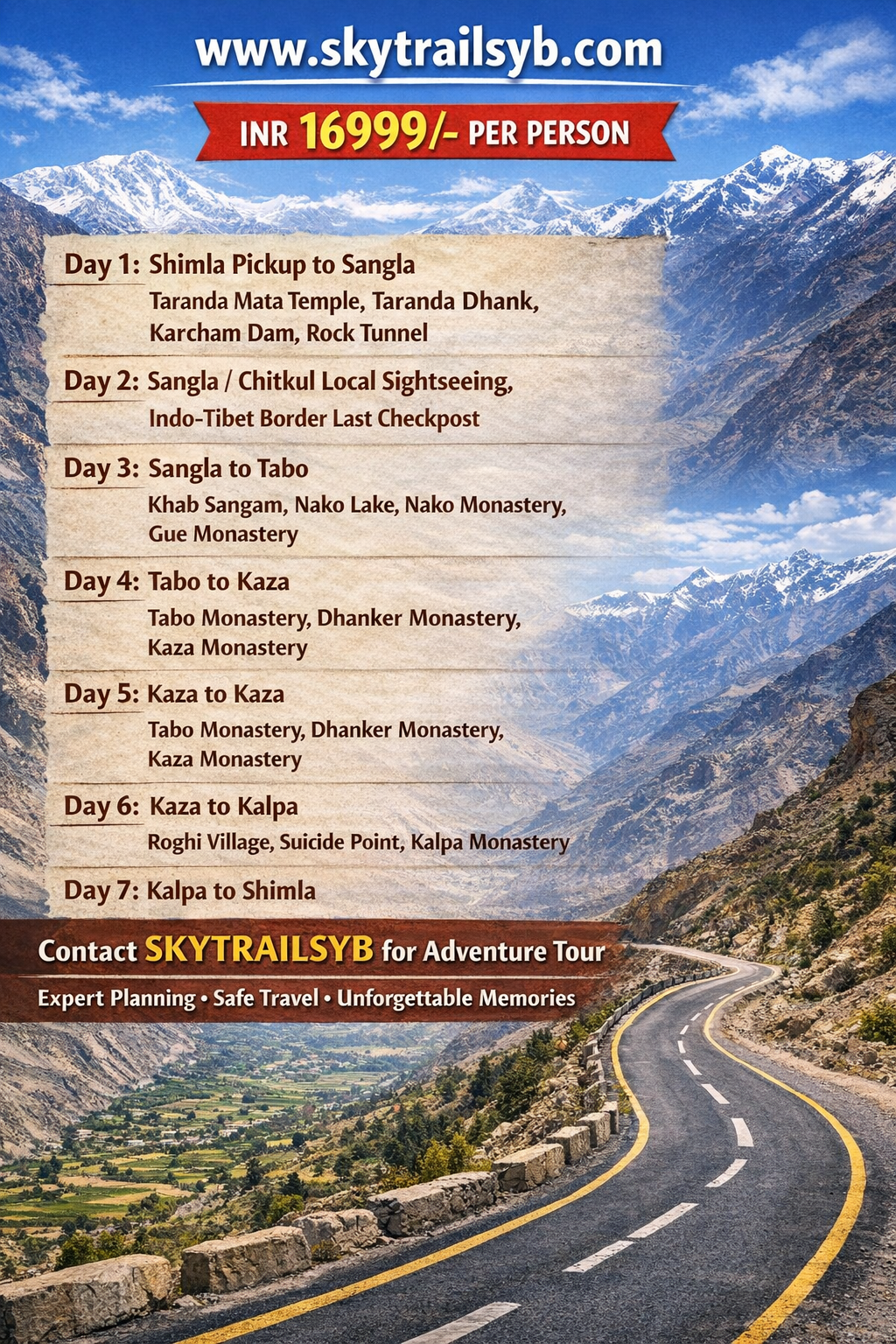 Sangla Chitkul Tabbo Kaja Kalpa Shimla 