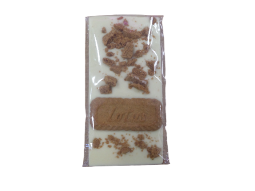 White chocolate bar with Lotus biscuit