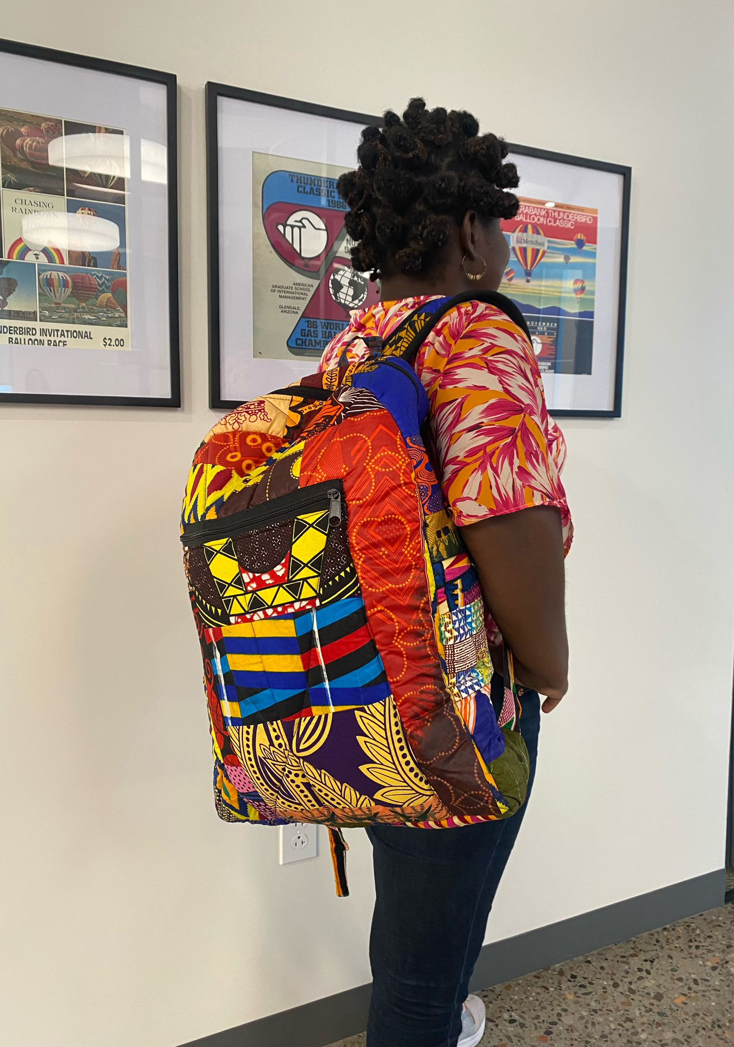 African Print Patchwork Backpack