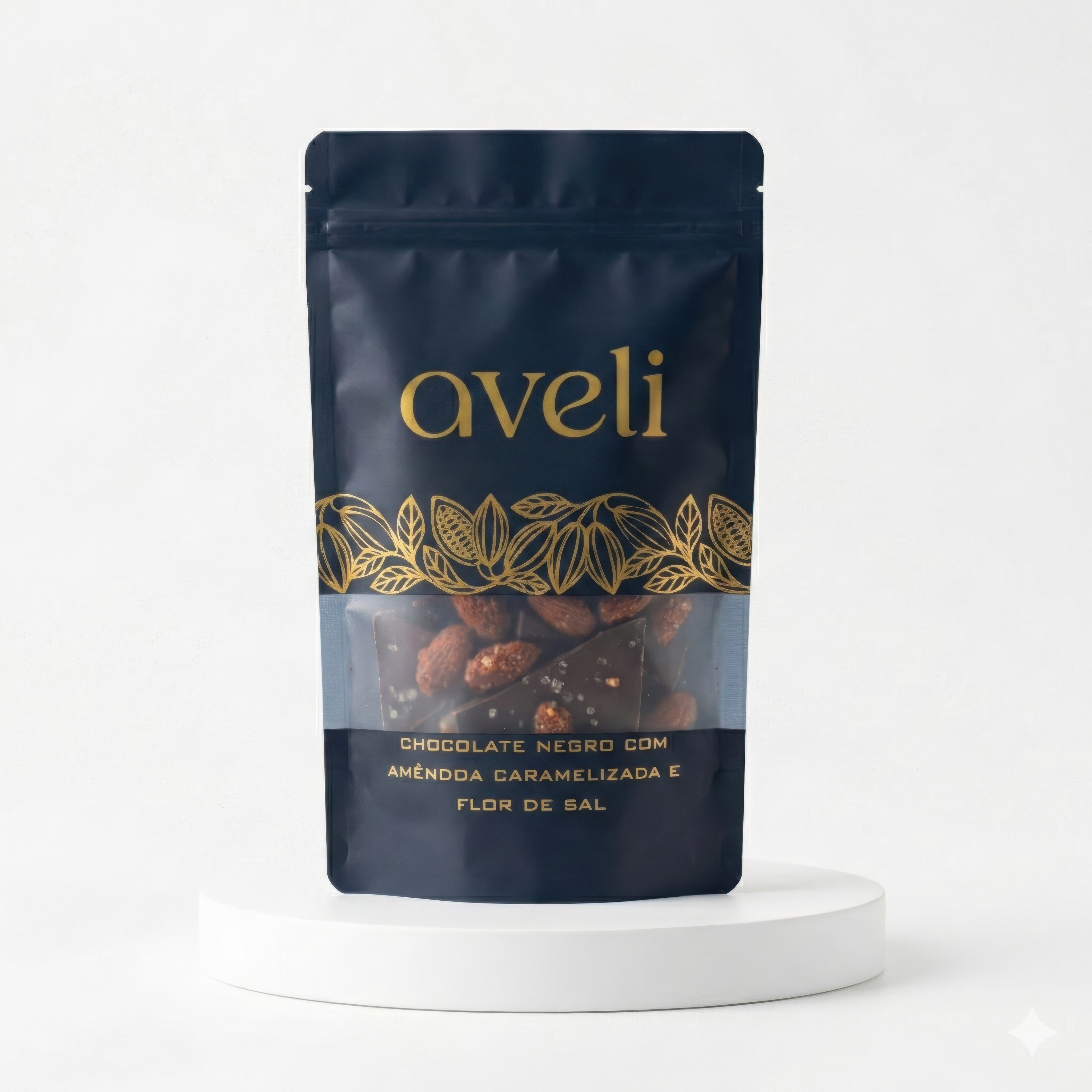 Cacos de Chocolate Negro e Amêndoa Caramelizada