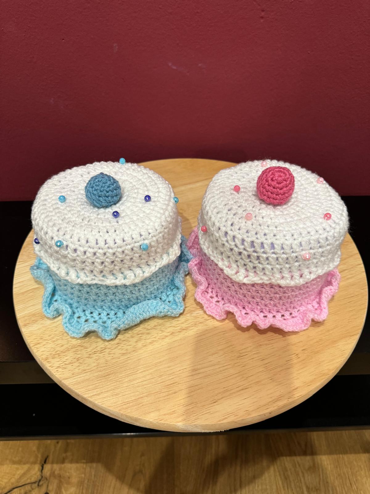 Klorollenhut - Cupcakes süße WC-Deko, gehäkelt & handmade (Rosa/Blau
