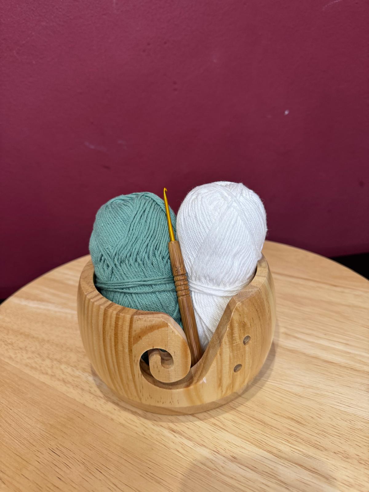 Garnschale Holz 8x13cm, Helle Optik, für kleine bis mittlere Wollknäuel