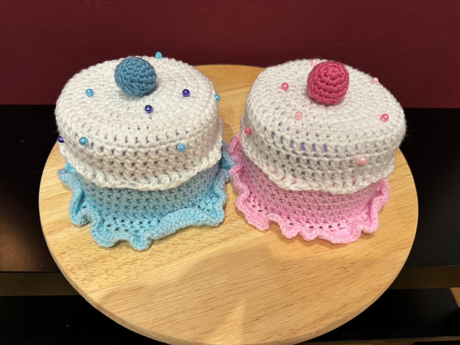 Klorollenhut - Cupcakes süße WC-Deko, gehäkelt & handmade (Rosa/Blau