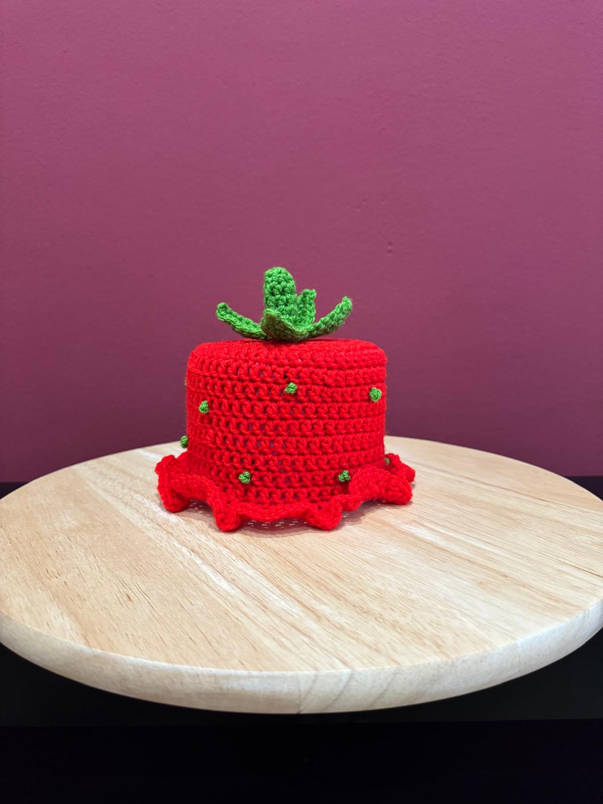 Klorollenhut - Erdbeere fruchtige WC-Deko, gehäkelt & handmade
