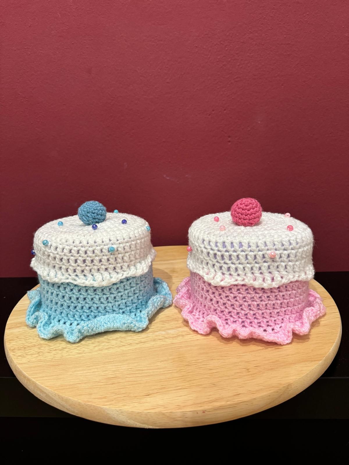 Klorollenhut - Cupcakes süße WC-Deko, gehäkelt & handmade (Rosa/Blau