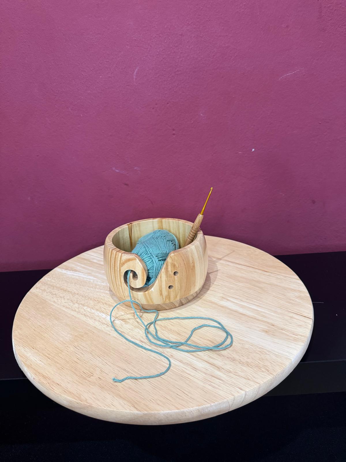 Garnschale Holz 8x13cm, Helle Optik, für kleine bis mittlere Wollknäuel