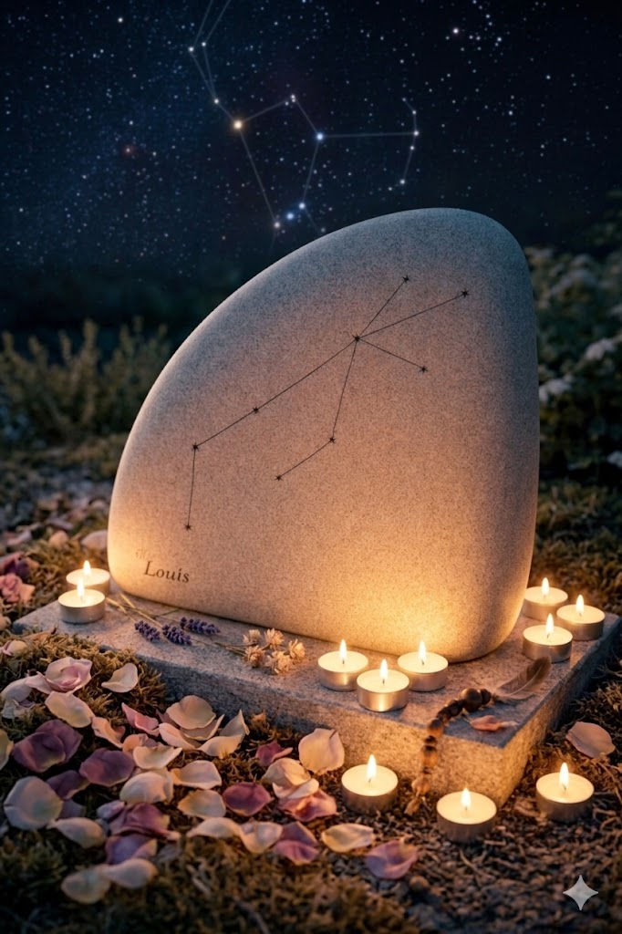 Pierre tombale constellation personnalisée