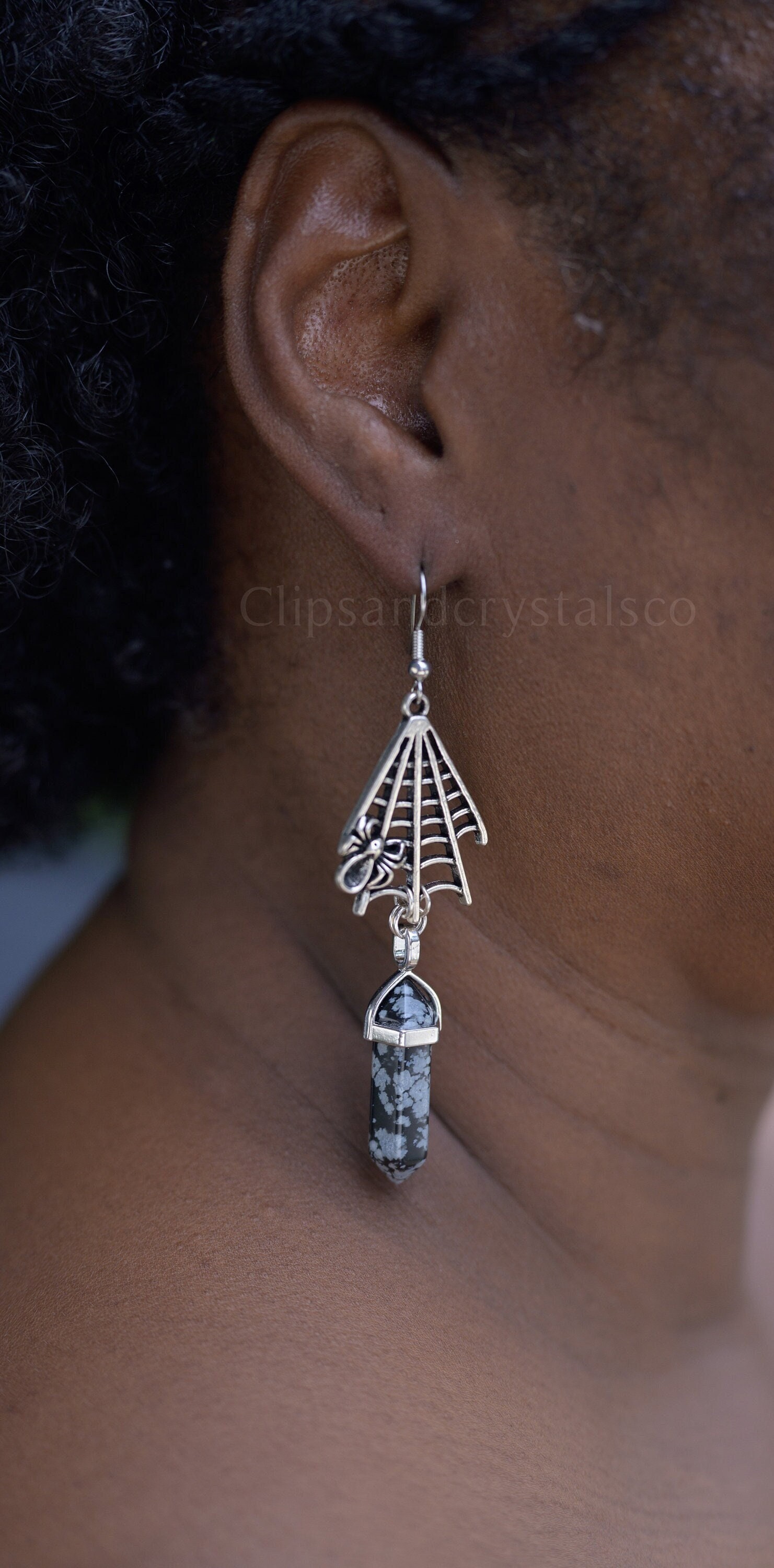Crystal Spider Web Earrings