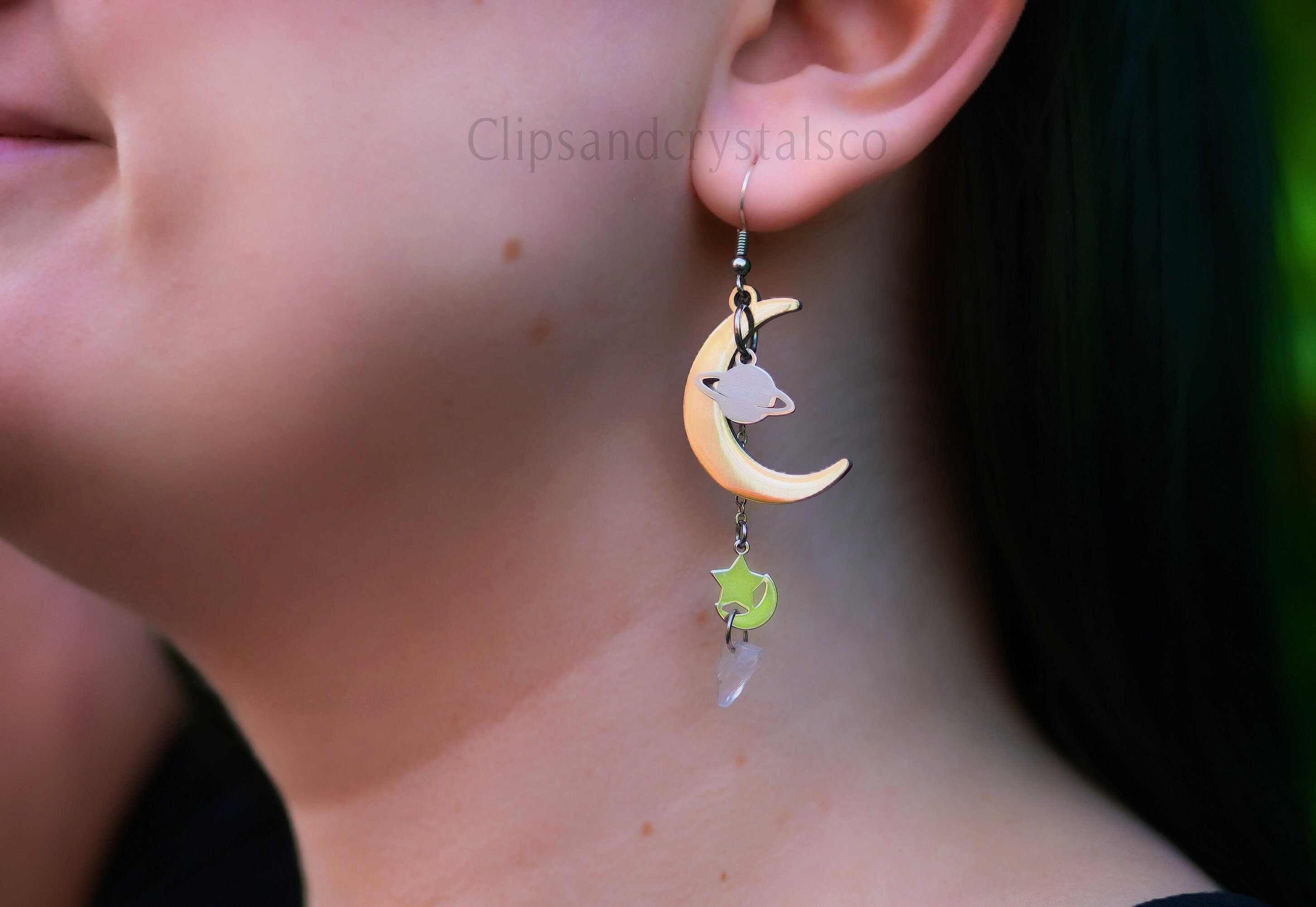 Silver Galaxy Dangle Earrings