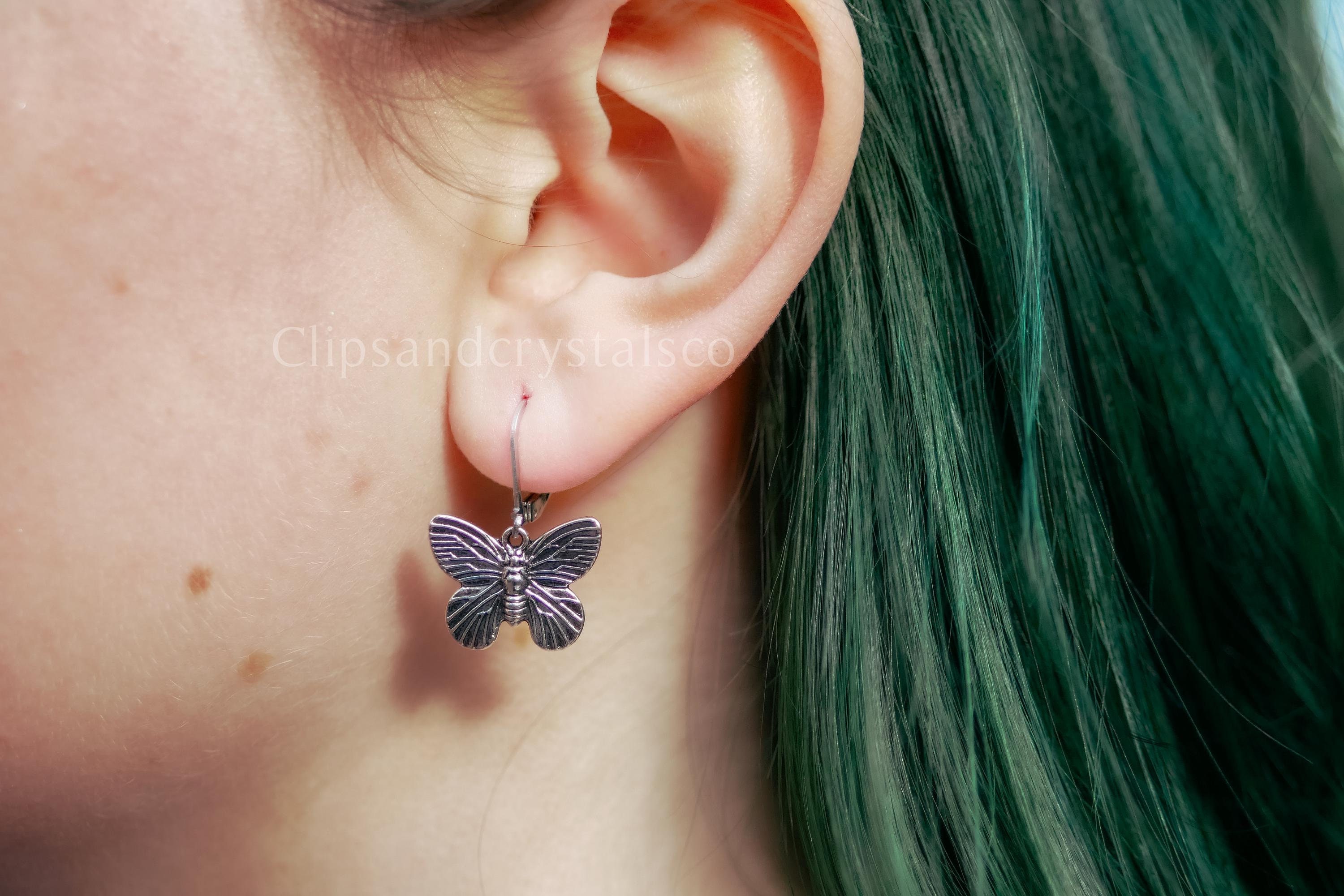 Witchy Silver Moth earrings