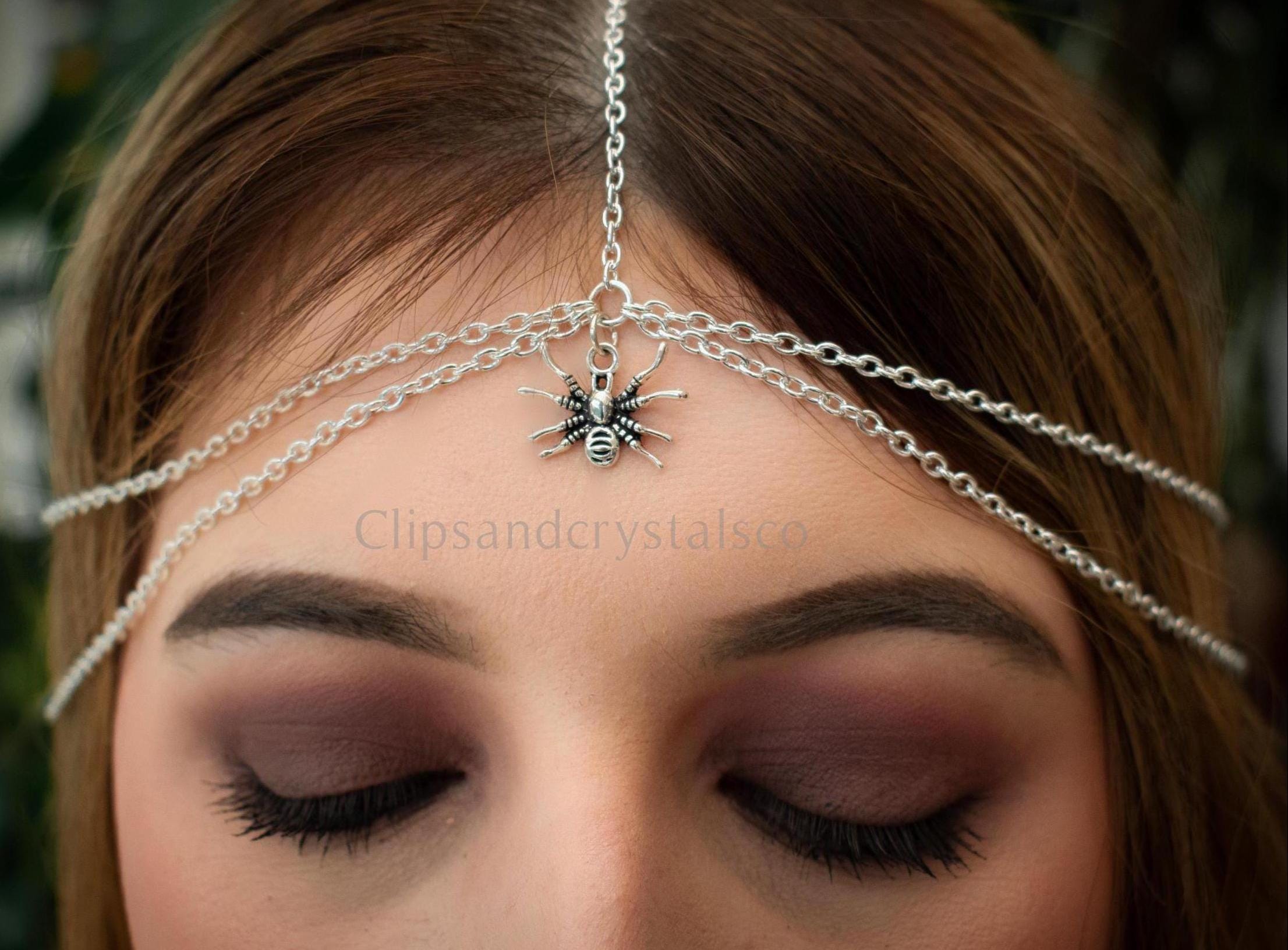 Gothic Crystal Spider Head Chain