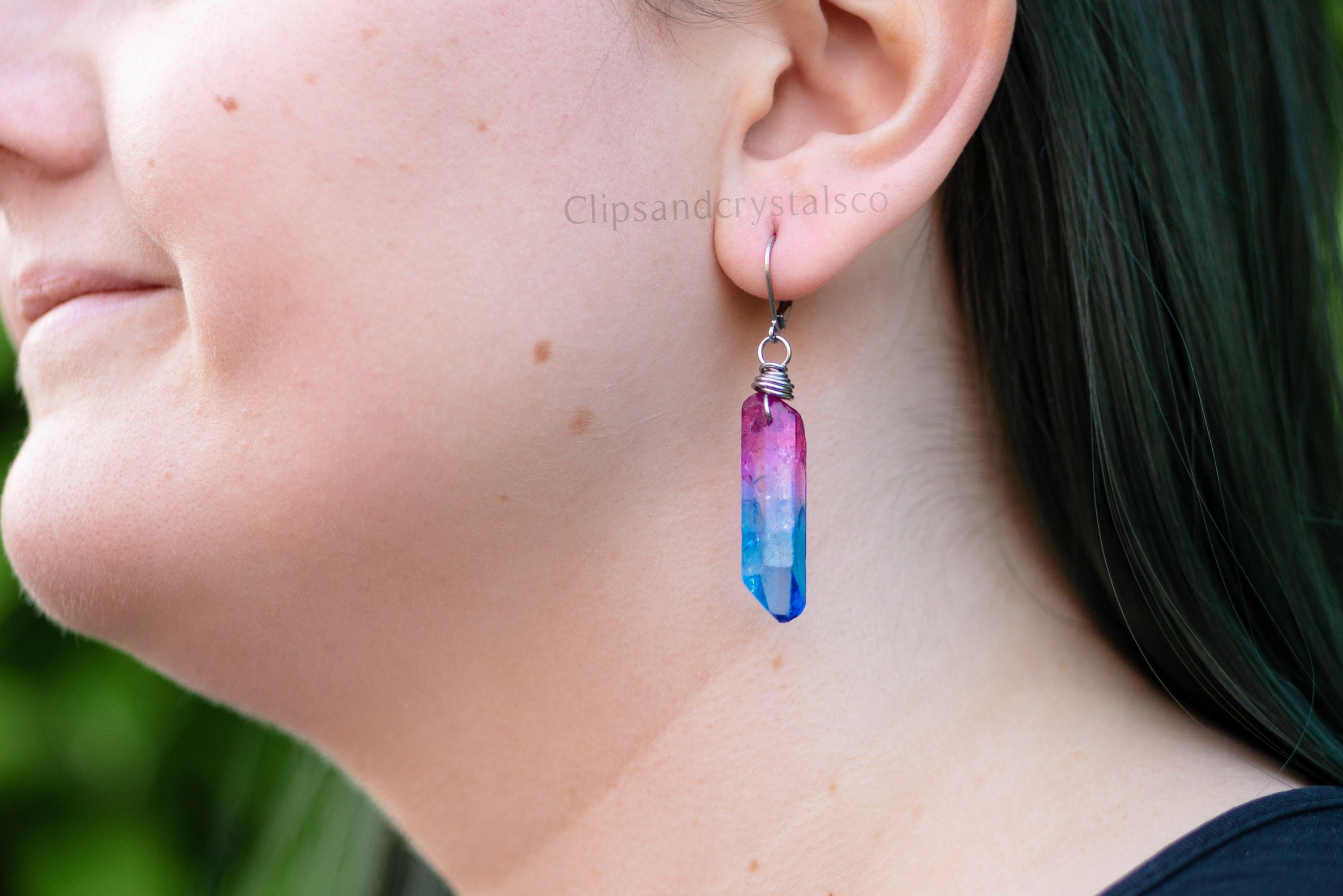 Bright And Colorful Quartz Crystal Earrings