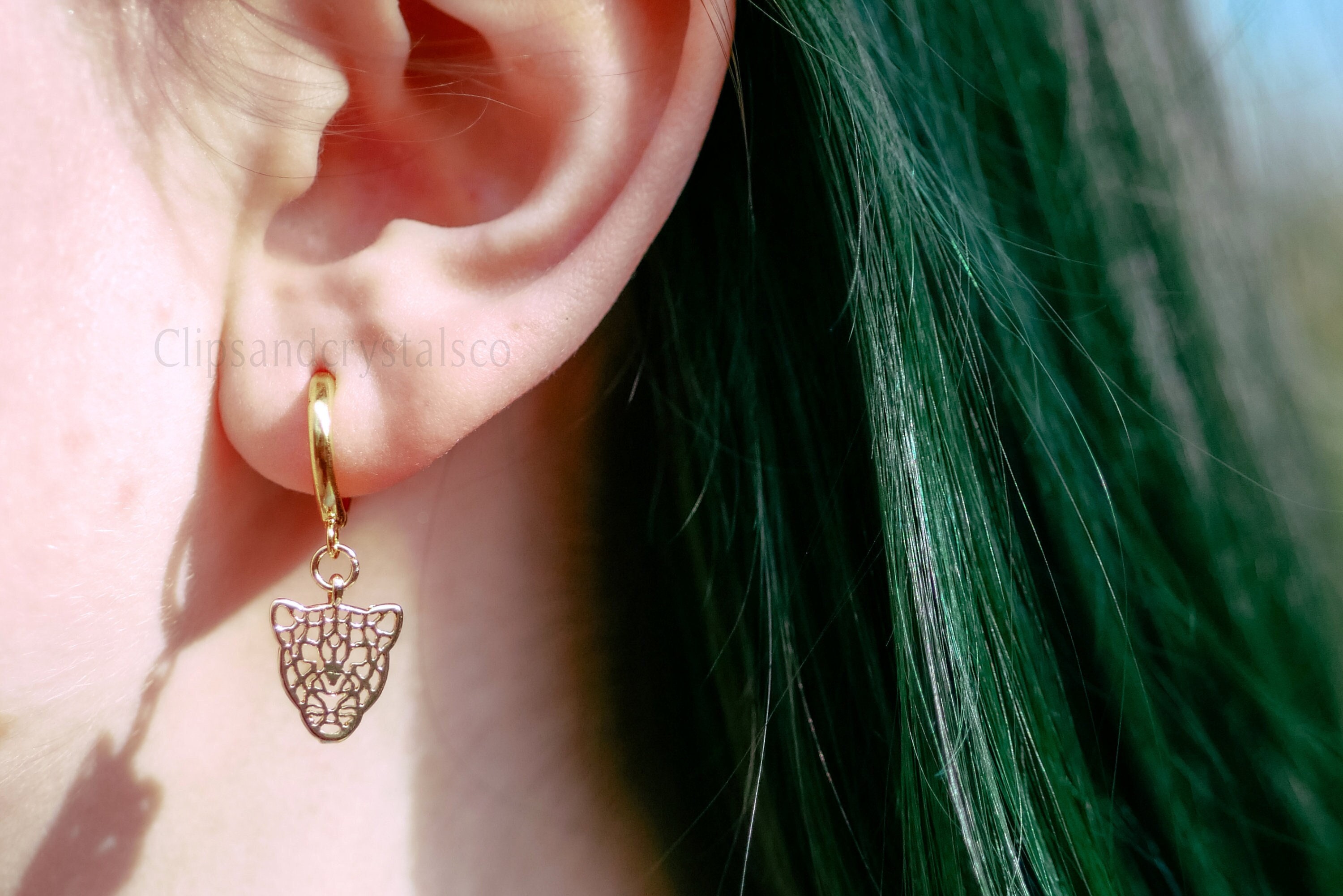 Gold Leopard Huggie Hoops