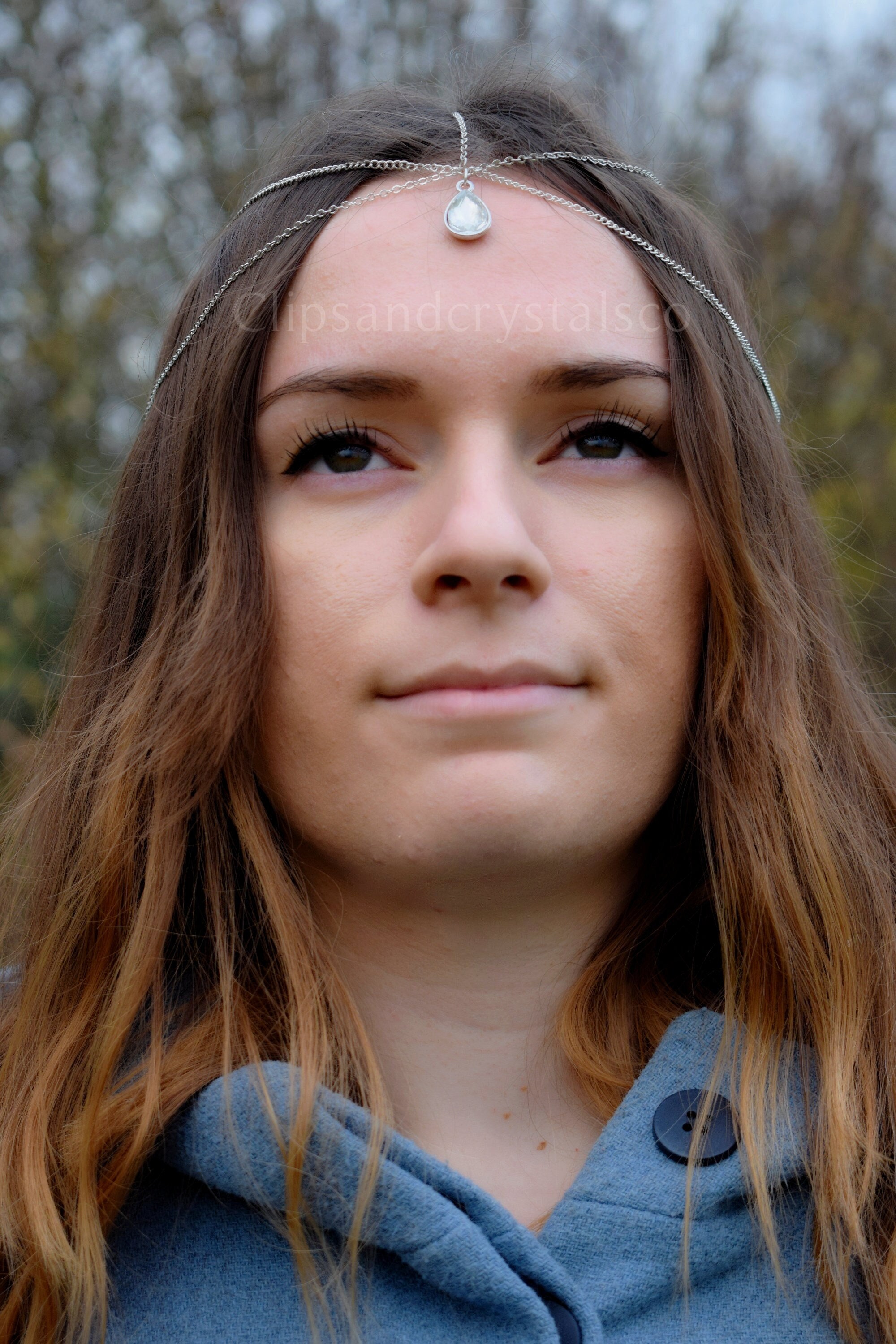 Vintage Style Silver Crystal Head Chain