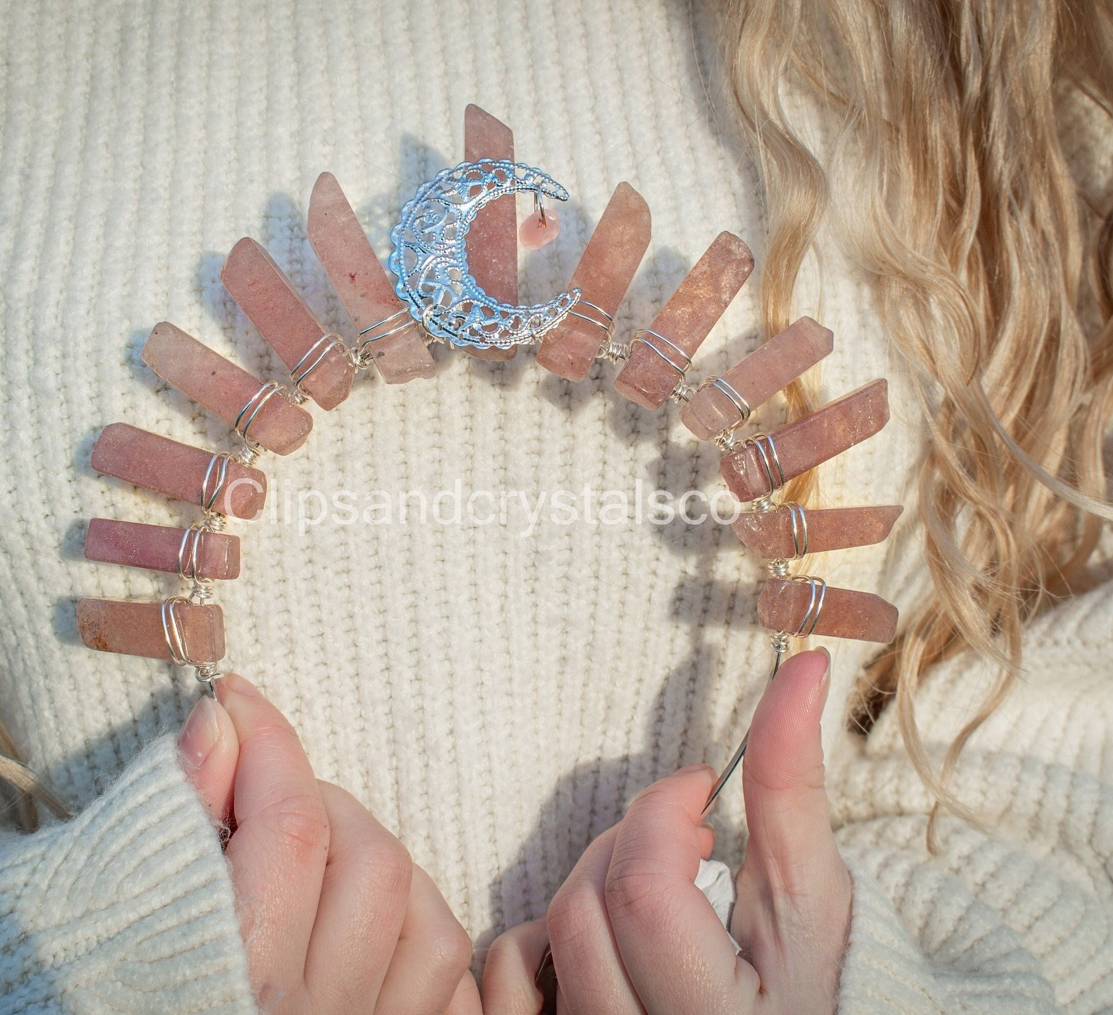 Pink Crystal Moon Tiara