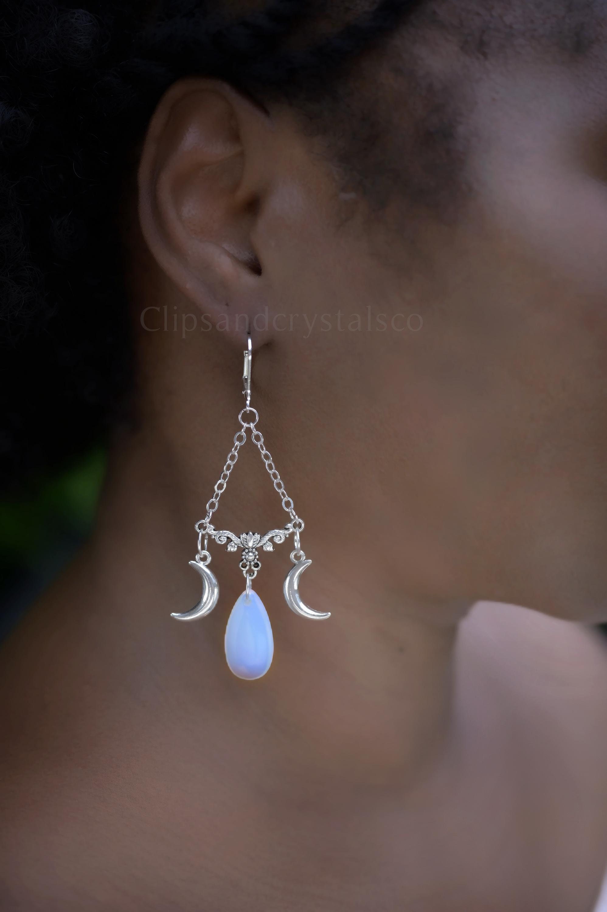 Triple Moon Teardrop Earrings