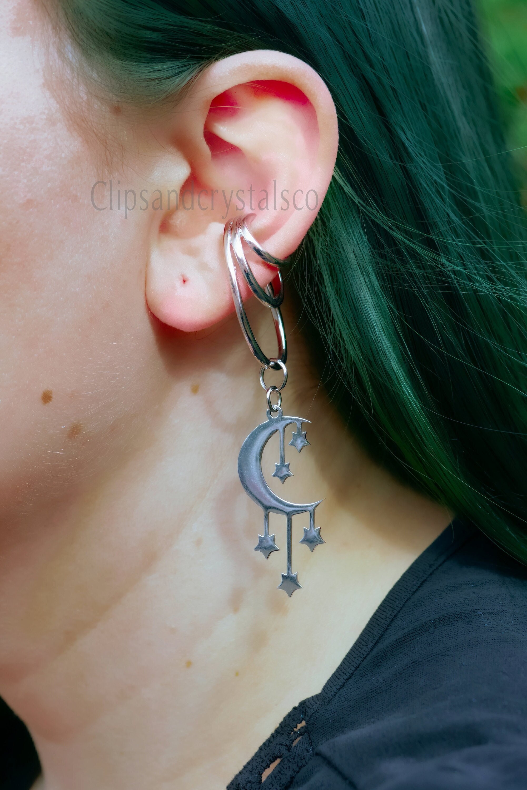 Silver Moon Ear Wrap Cuff