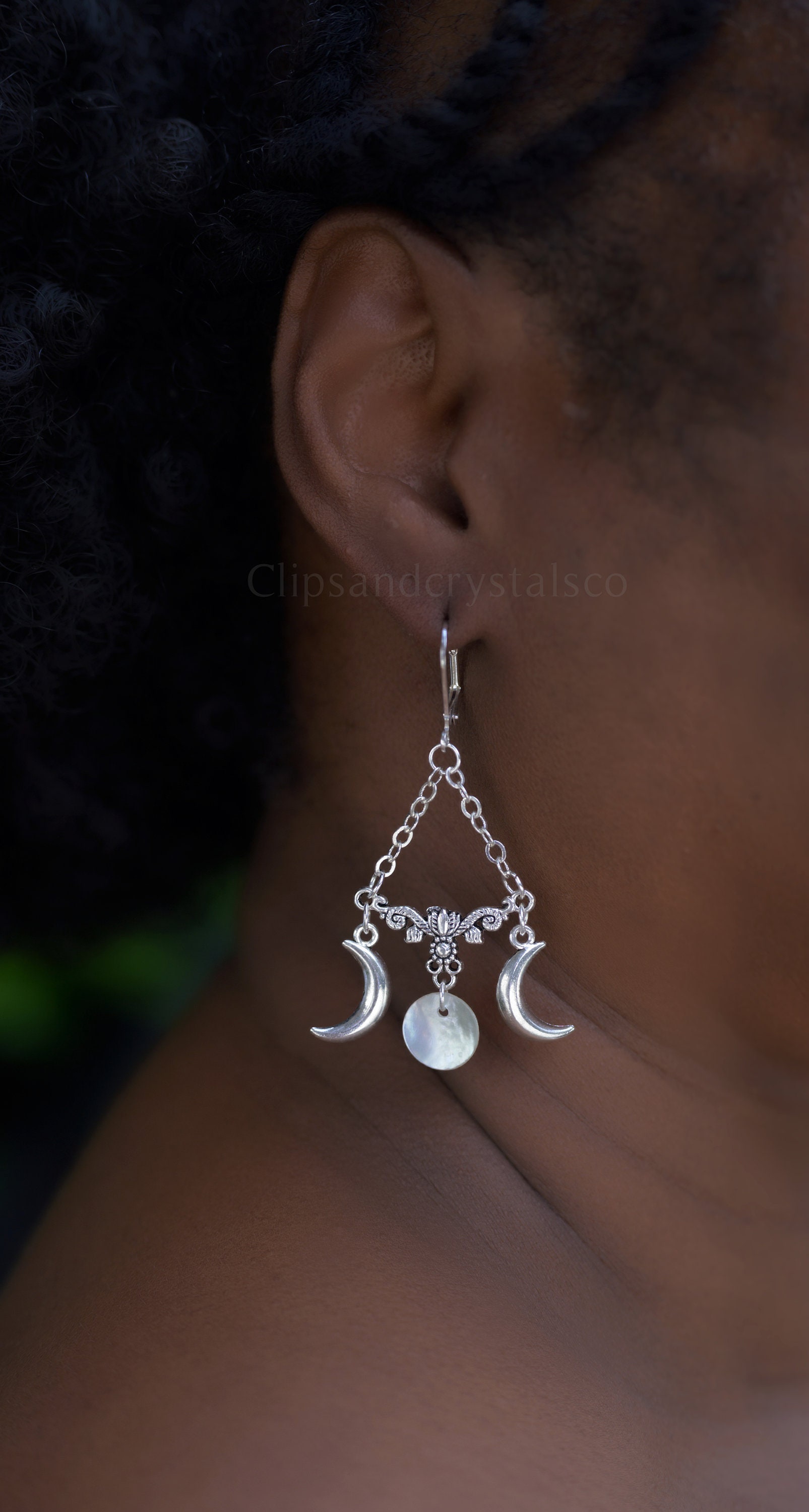 Triple Moon Goddess Earrings
