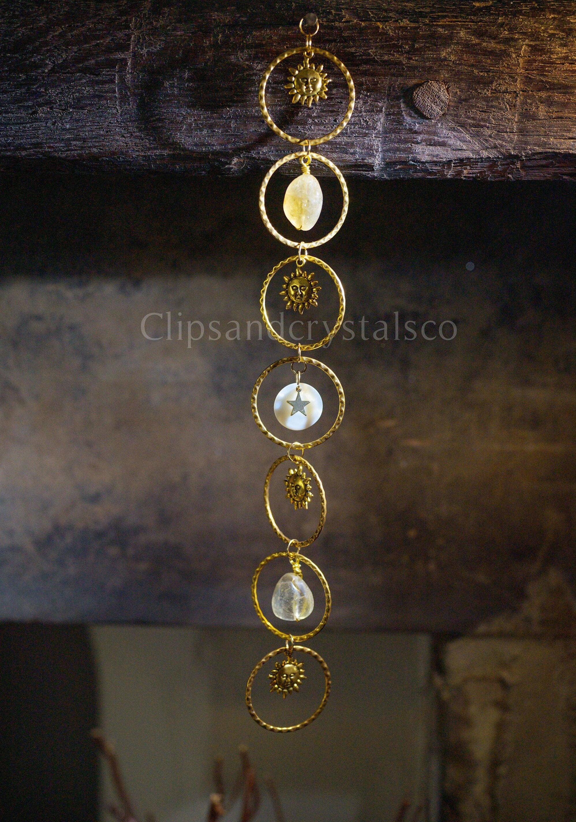 Crystal Sun And Moon Suncatcher In Gold, Pink, Purple Or White