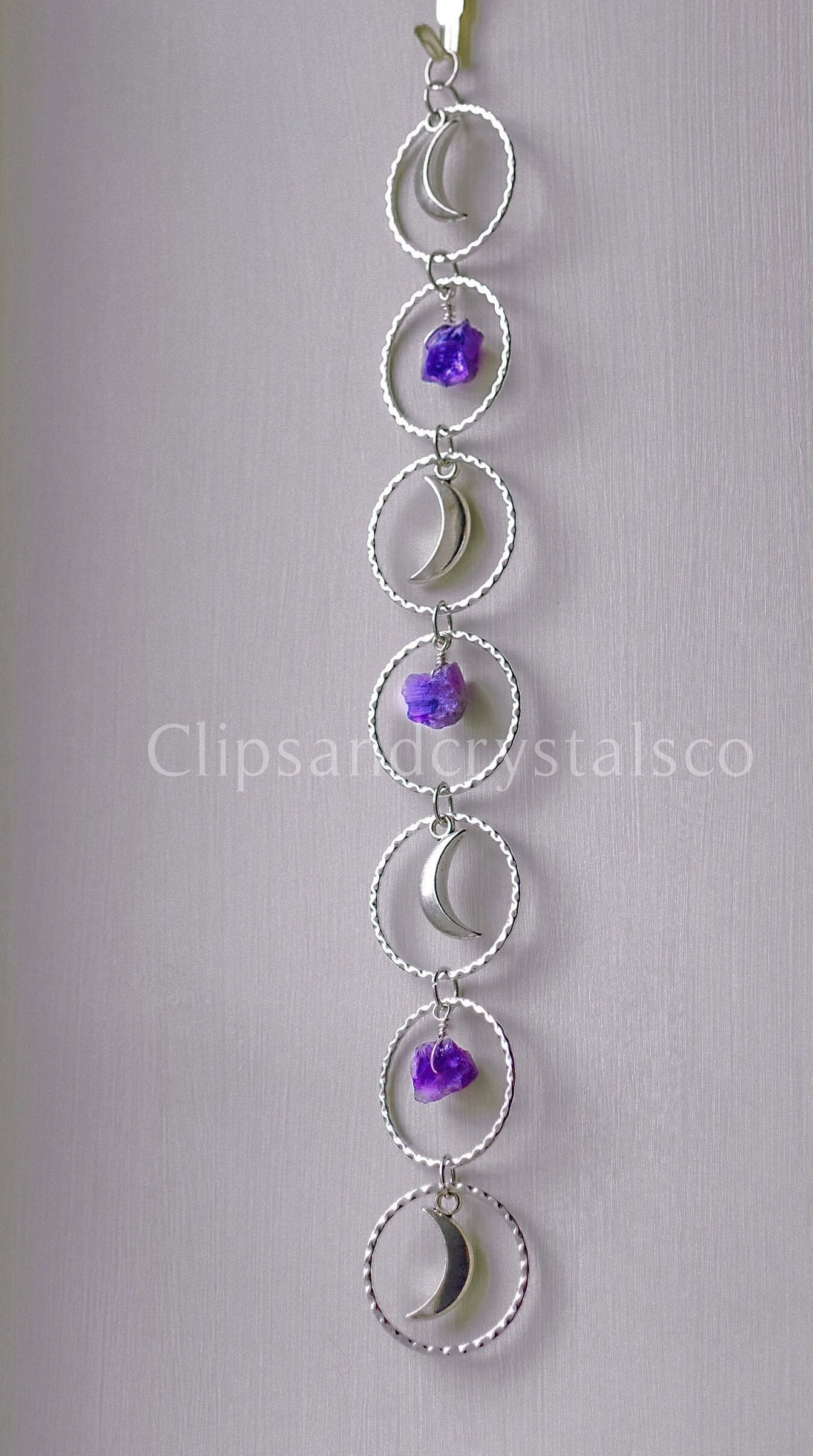 Crystal Moon Wall Hanging In Purple, Pink Or White