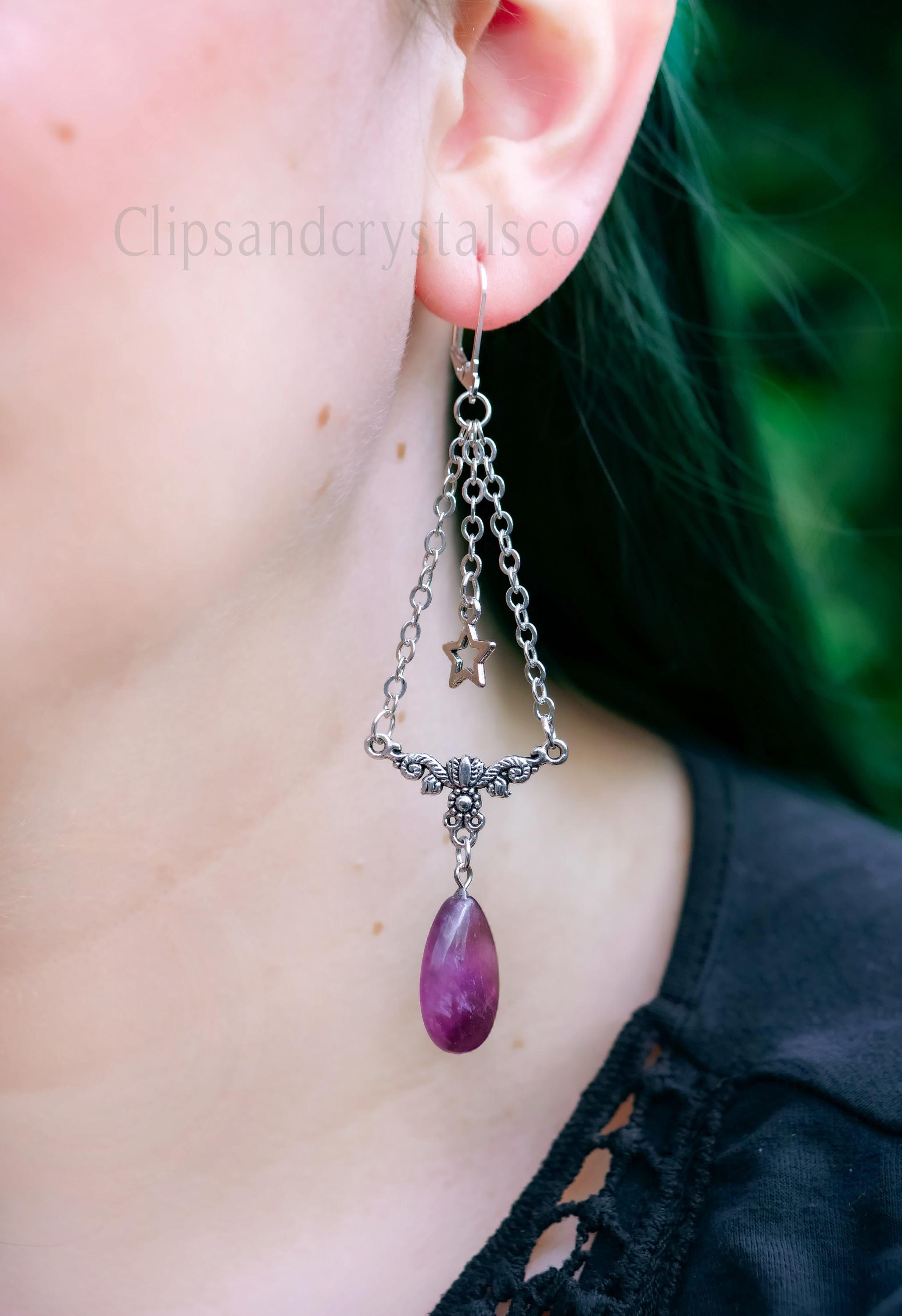 Silver Vintage Style Crystal Teardrop Earrings