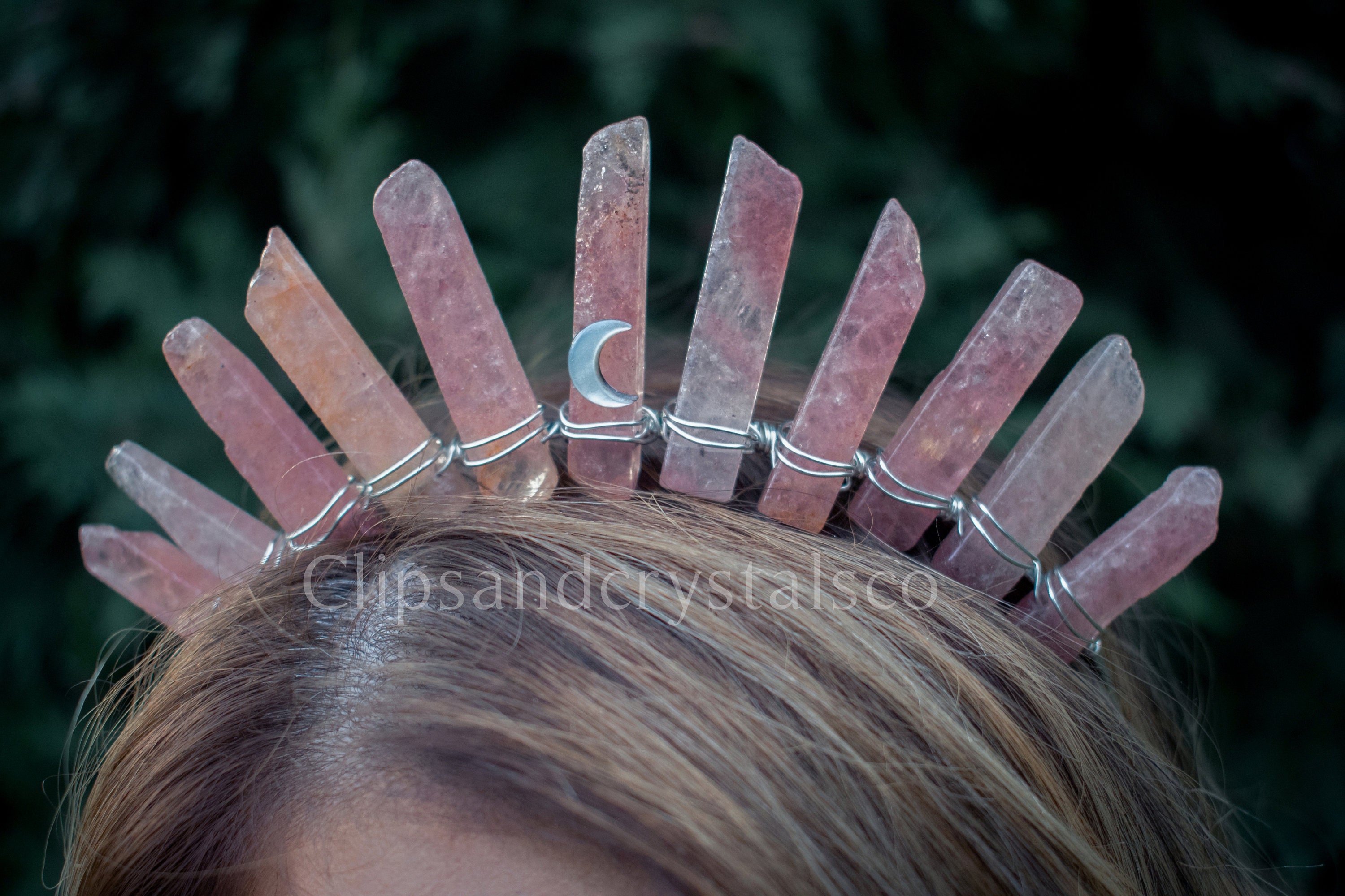 Pink Strawberry Quartz Cystal Tiara